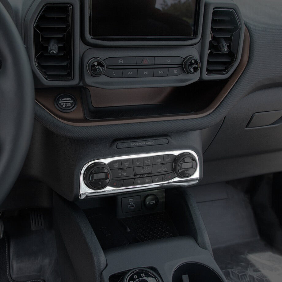 For 2021-2024 Bronco Sport ABS Chrome Center Control A/C Panel Cover Trim v