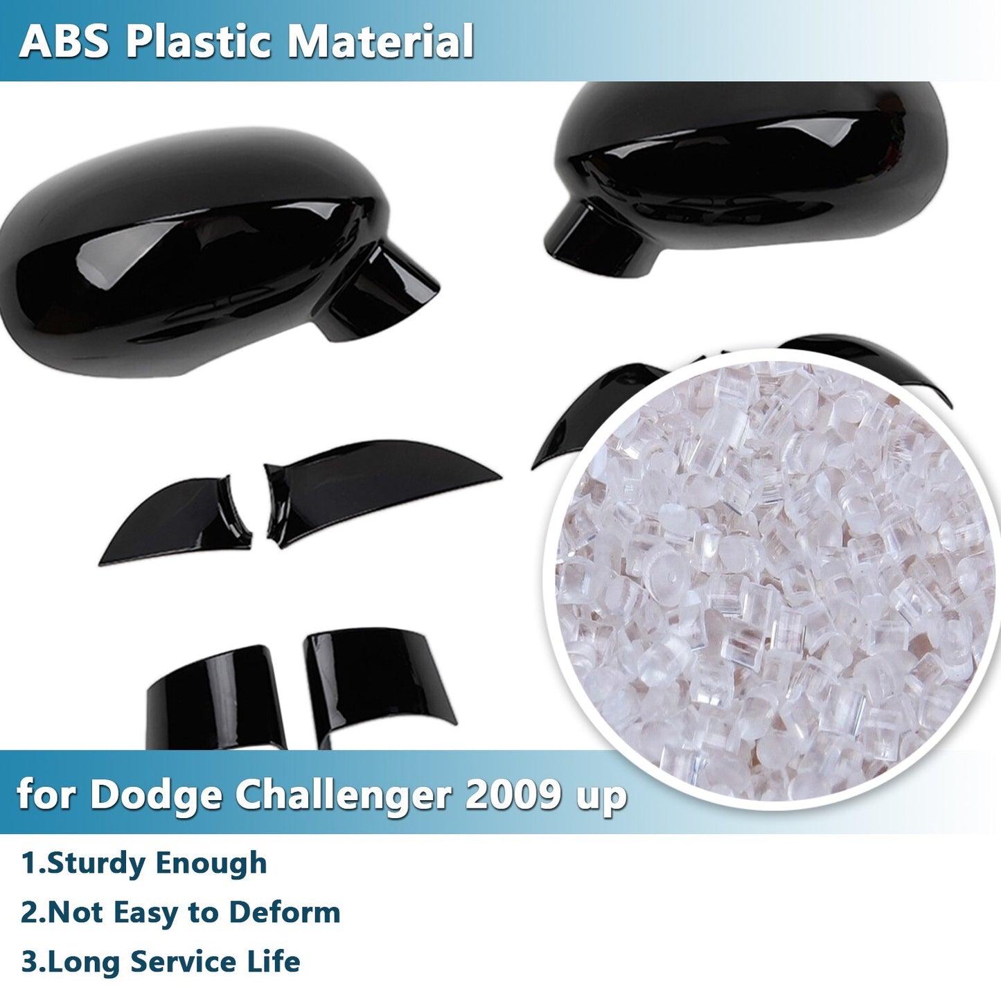 10PCS Rearview Mirror Shell Cover Trim for Dodge for Challenger 2009+ Mirror Caps