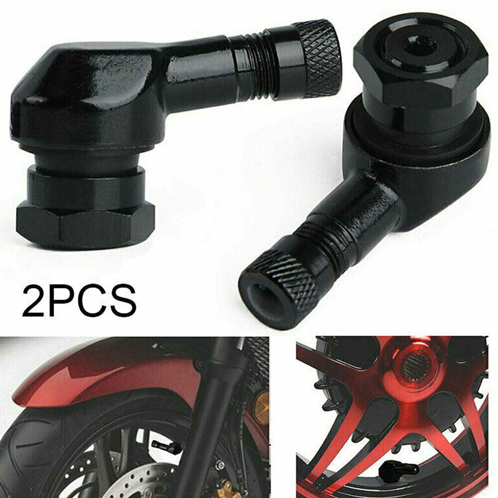 2PCS Motorcycle CNC Aluminum 11.3mm Tire Wheel Stem Valve 90 Degree Angled Q
