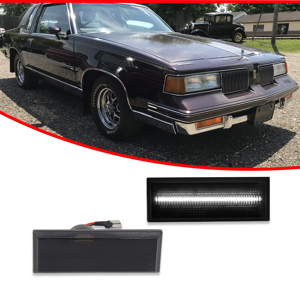 Suitable for 1981-1988 Cutlass smoked lens front fender white LED side marker light- v