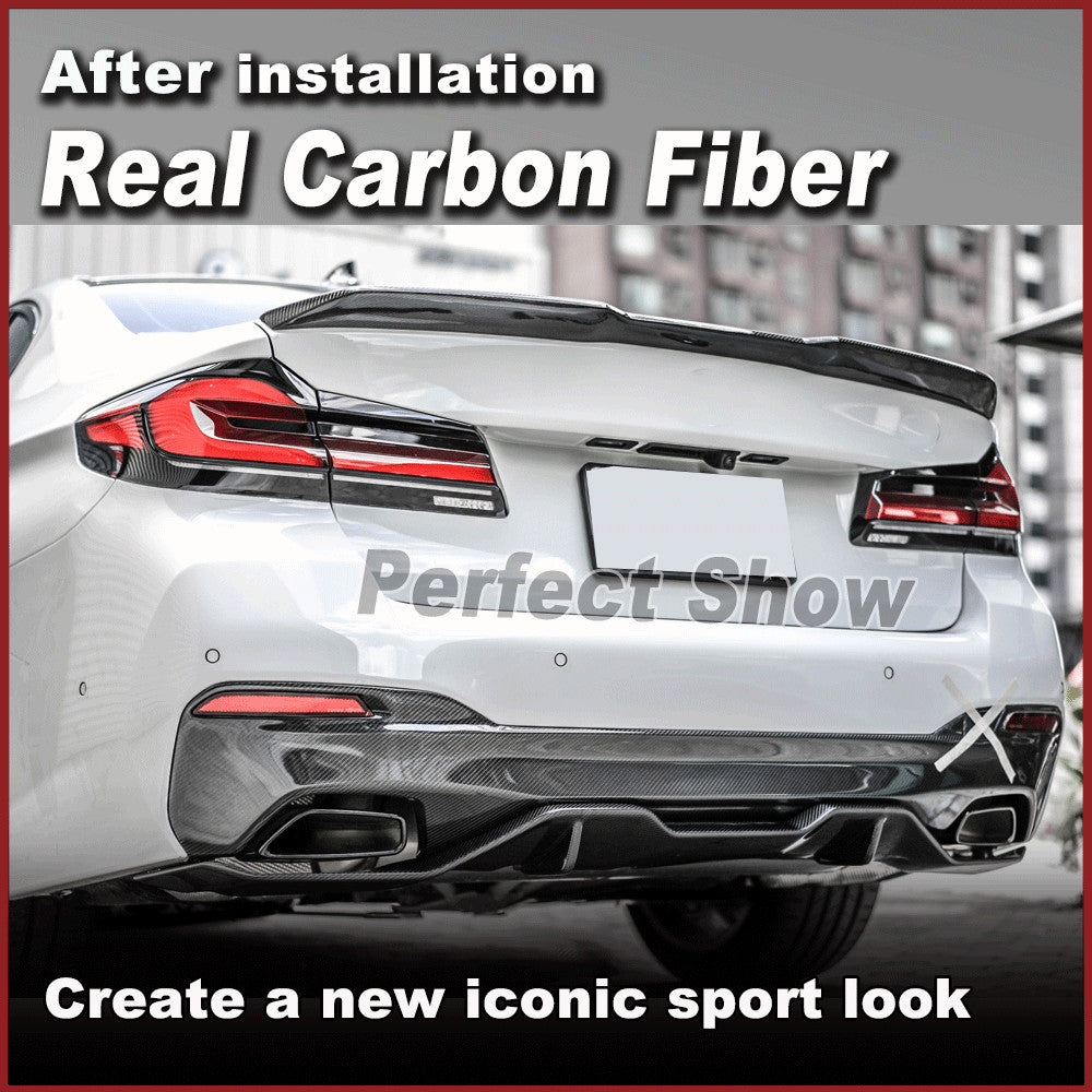 Fit for BMW 5 Series G30 540i M Sport 2017-2022 REAL Carbon Rear Bumper Diffuser