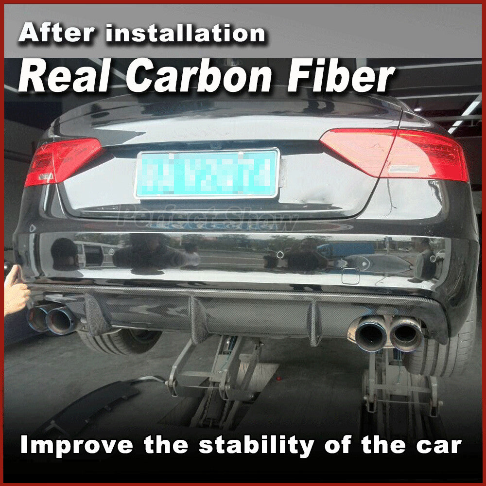 REAL Carbon Rear Bumper Bar Lip Spoiler Diffuser Twin Exhaust for Audi S5 12-16
