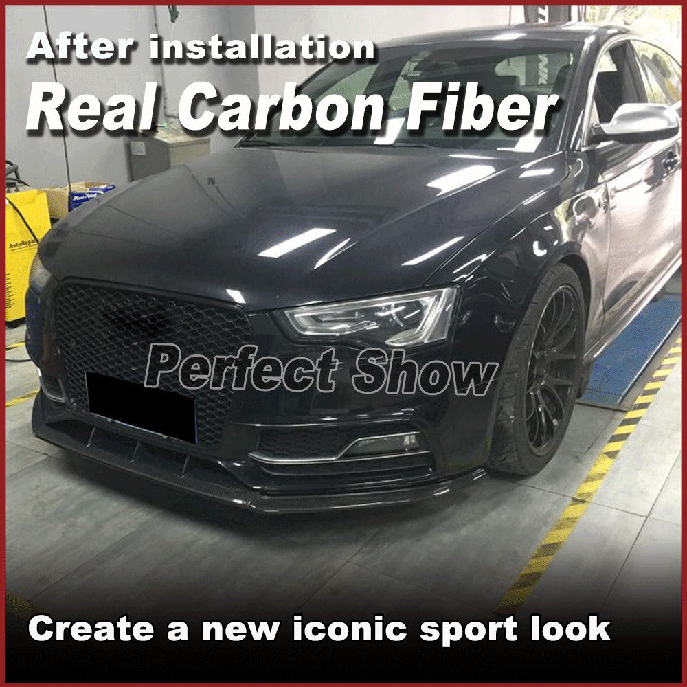 Real Carbon Fiber Front Bumper Lip Spoiler Splitters for Audi A5 Sline S5 12-16