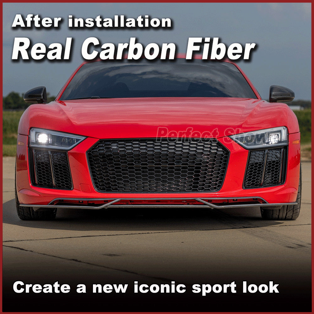Fit for Audi R8 V10 MK2 2016-2019 Real Carbon Front Bumper Lip Splitters Spoiler