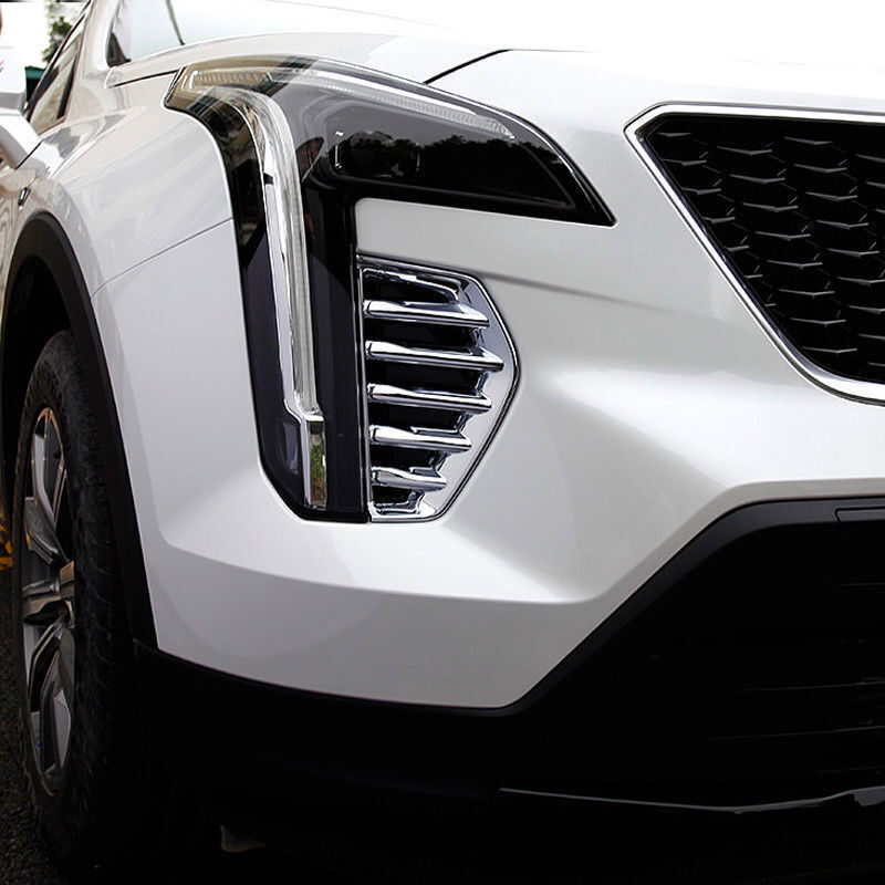 for Cadillac XT4 2019-23 Chrome Front Bumper Fog Light Lamp Grille Cover Trim 2P