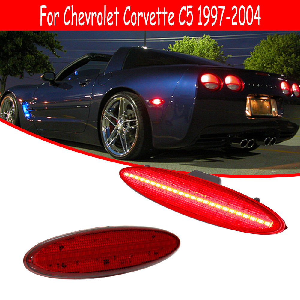 OE Style Red Lens Red LED Rear Side Marker Lights for 1997 - 2004 for Corvette C5- v