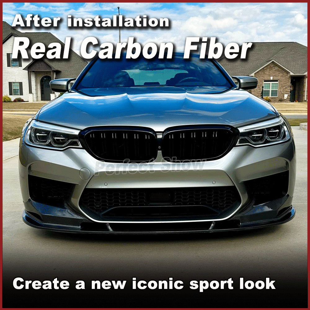 Fit for BMW F90 M5 2018-2019 Real Carbon Front Bumper Lip Spoiler Chin Splitter