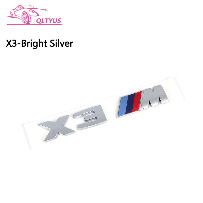 for BMW Silver Trunk Emblem X3 M Small Lettering Decal Badge Set