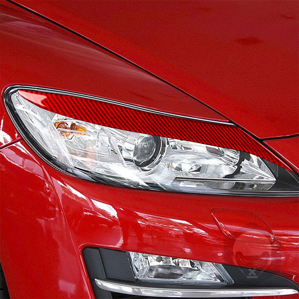 Red Carbon Fiber Front Headlight Eyelids Eyebrow Trim for Mazda RX-8 RX8 2009-12