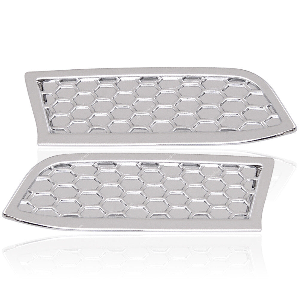 2pcs Front Headlight Honeycomb Cover Trim ABS Silver Fits for Toyota Tacoma 2016-20