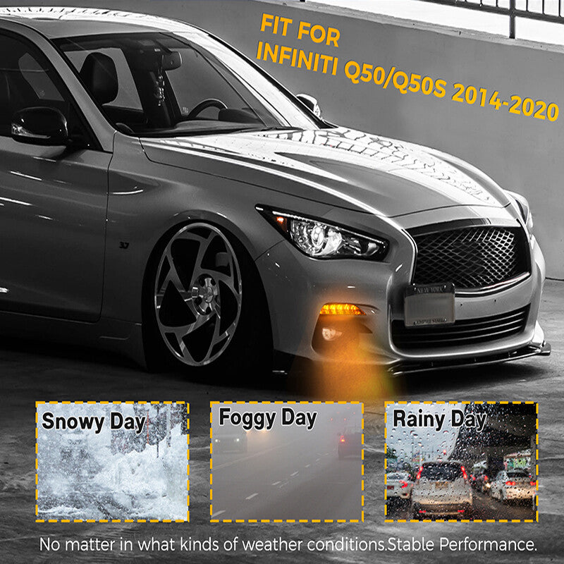 LED sequence signal switchback fog light amber for Infiniti Q50 Sport 2014-2020