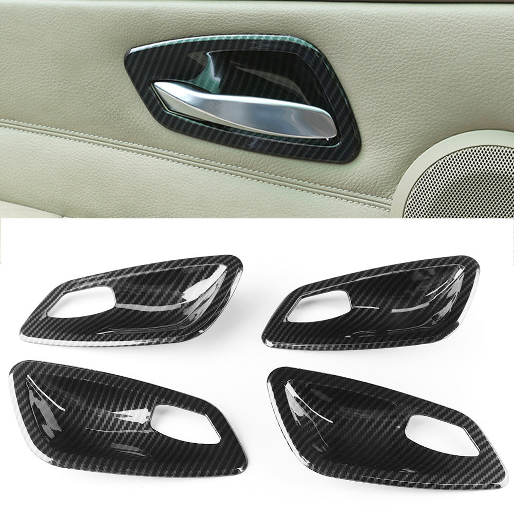 4 Carbon Fiber Texture Interior Door Handle Bowl Cover Trim for E90 High Quality