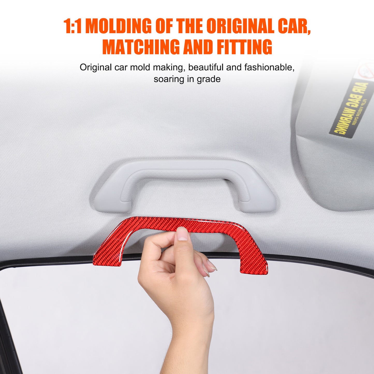 Red carbon fiber interior roof door handle cover sticker for Honda Pilot 2003-08- n