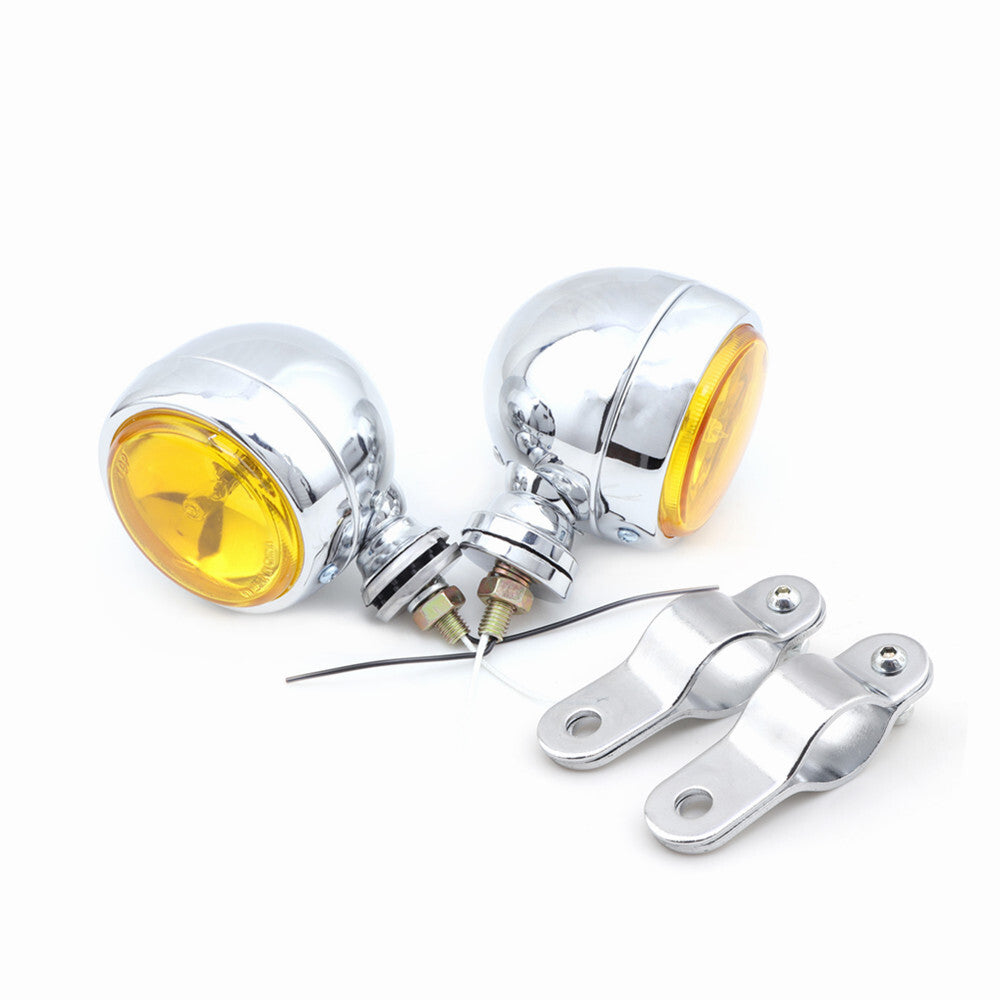 Motorcycle Metal Round Passing Spot Fog Light With Guard Bar Mount Bracket Clamp Q