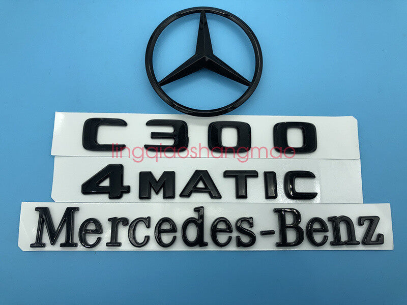 for Mercedes-Benz C300 4MATIC Trunk Logo Sticker Decal Badge Pack for W204