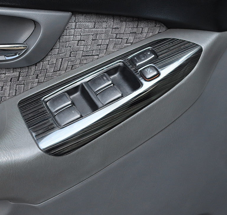 6P Black Steel Inner Window Switch Panel Cover Trim for Toyota Prado FJ120 03-09