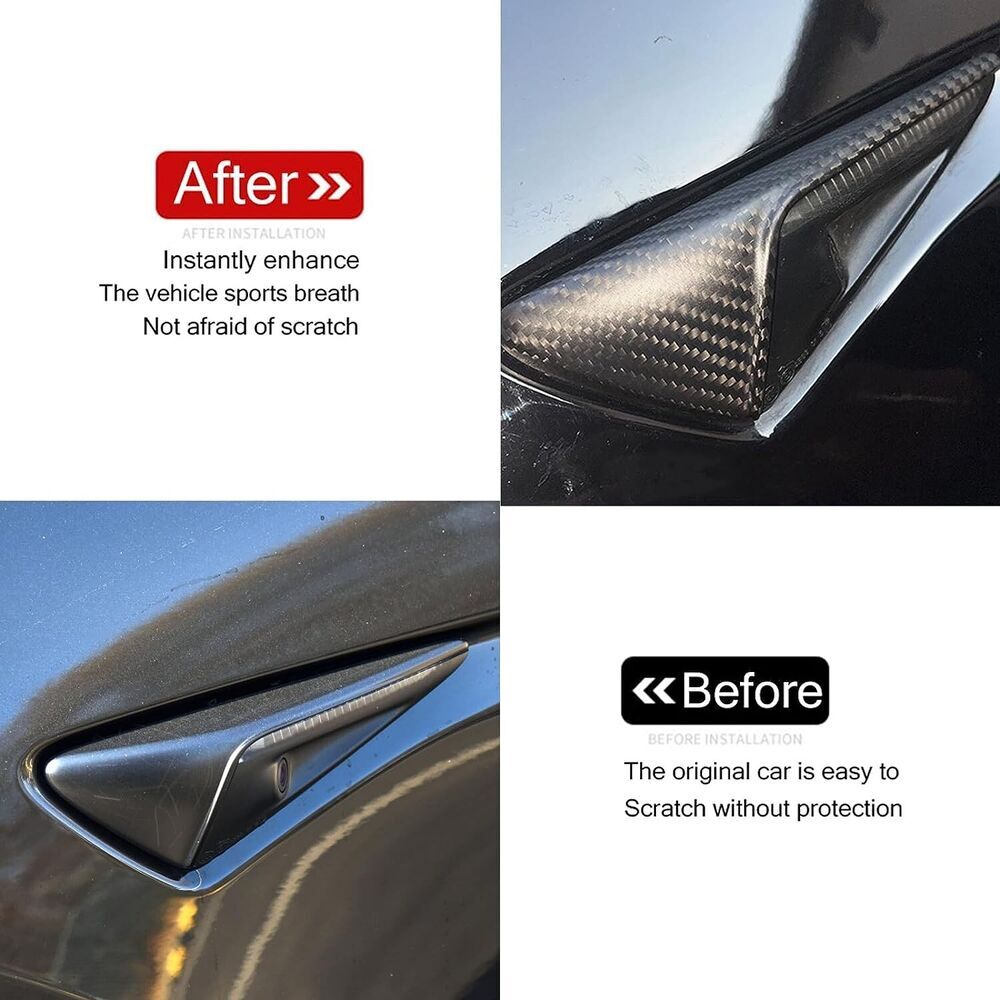 2x Matte Carbon Fiber Side Camera Protective Covers for Model 3 YX S- n