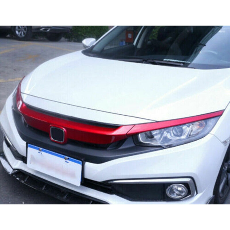 for Honda for Civic 2016-2021 Red Front Bumper Mesh Grill Grille Strips Molding trim