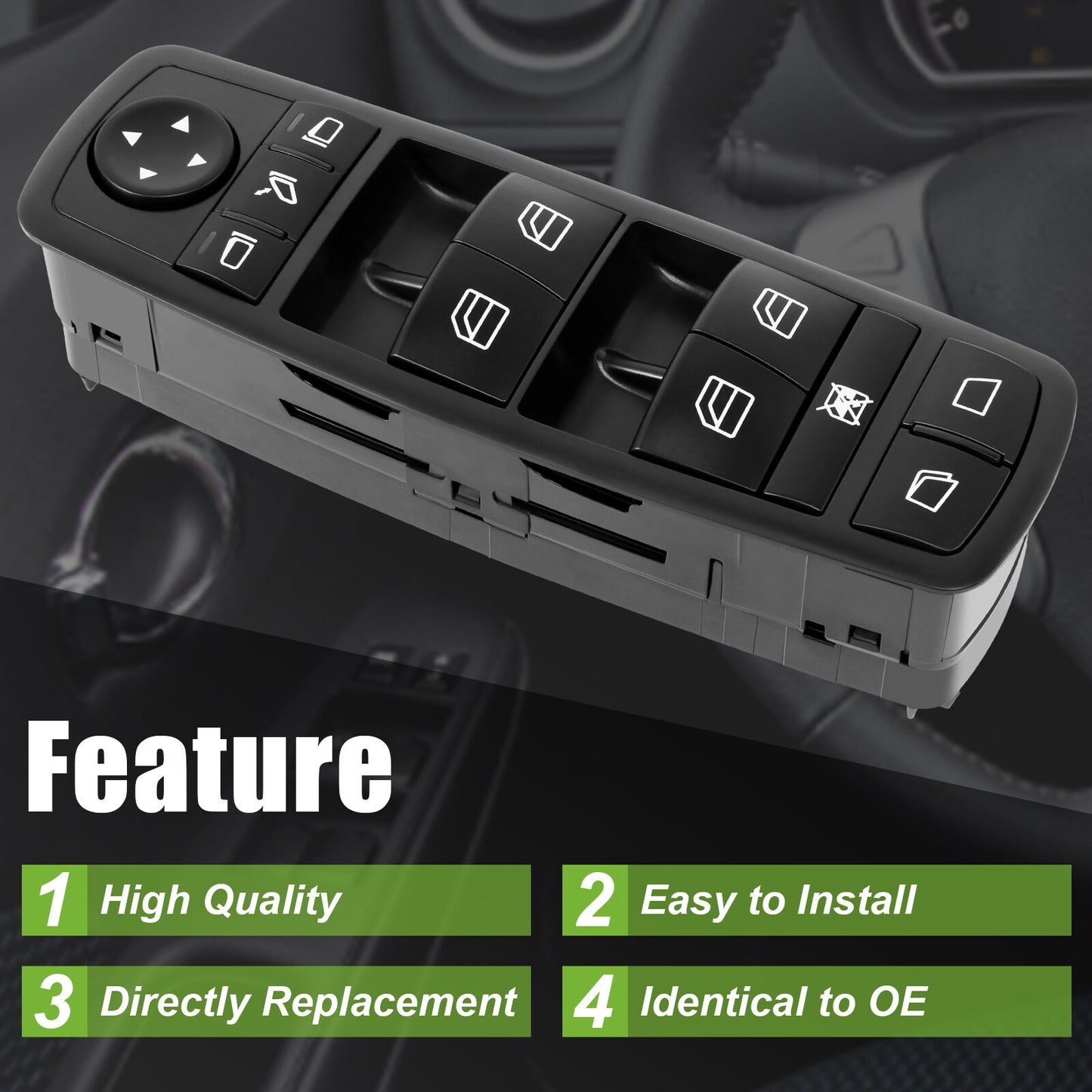 The new Master Power Window switch is compatible with 2006-2011 R350 and R500 models. (2518300190) n