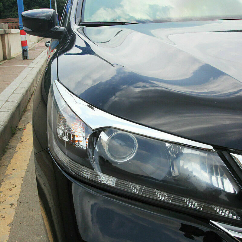 Fit for Honda Accord 2014-2015 Chrome Front Headlight Lamp Eyebrow Molding Trim