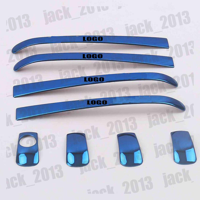 Blue Steel Chrome Door Handle Stripes Cover Trim For 2015-2019 for Toyota Highlander