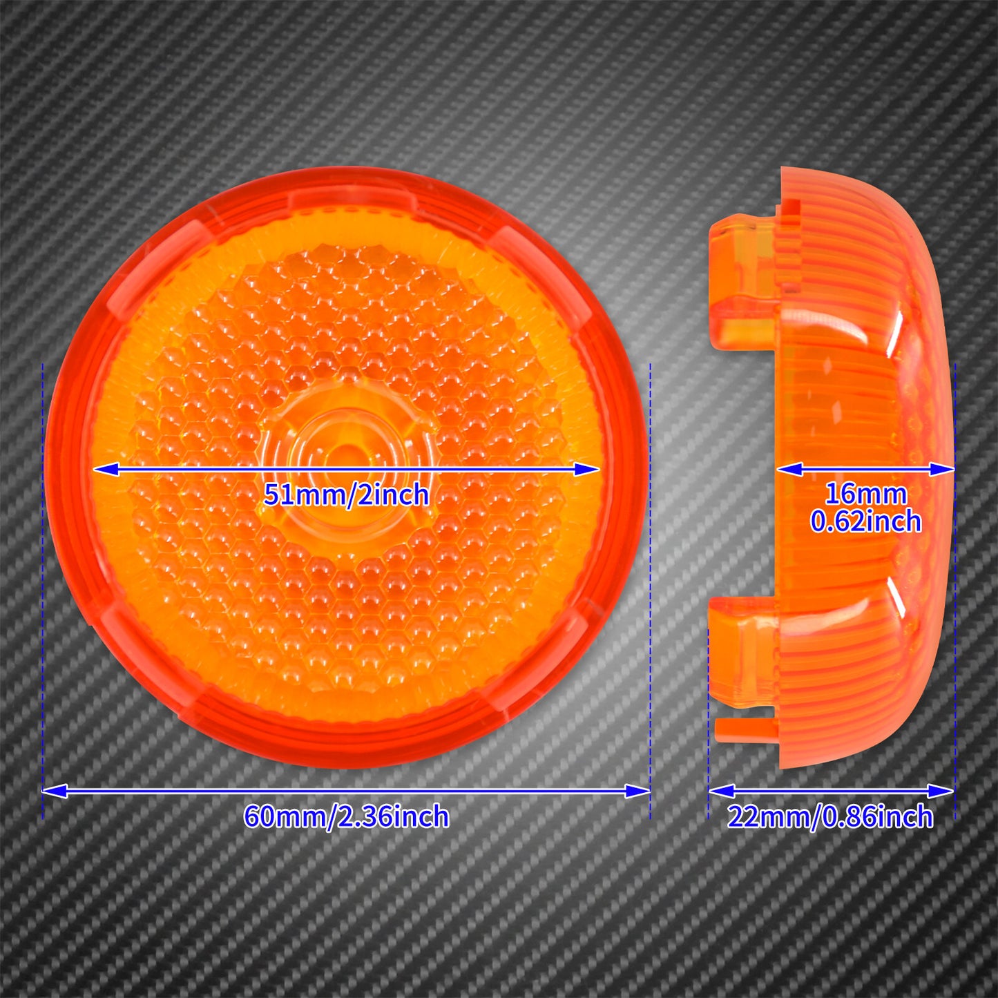 2x Amber Bullet Turn Signals Light Lens Cover Fit for Harley FLRT FLTRX 2000-23