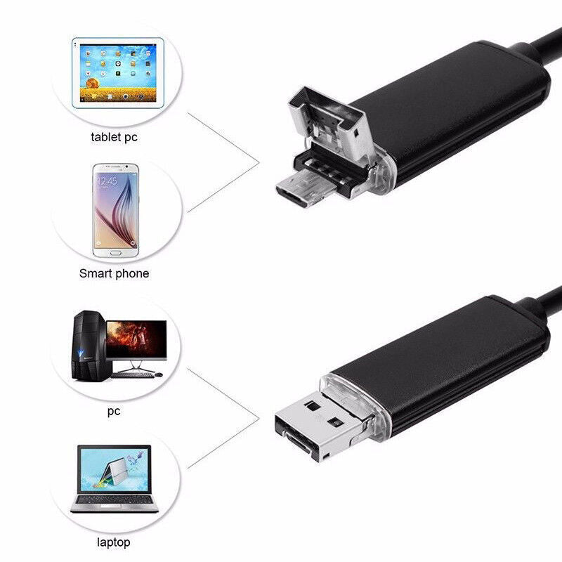 Car inspection camera scope cable endoscope 7mm lens HD USB Android PC 2-in-1 6LED- n