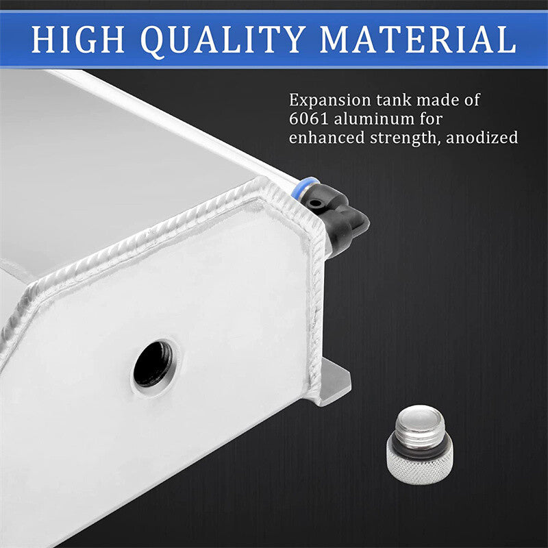 Universal 2L Aluminum Coolant Radiator Overflow Tank Reservoir Expansion Silver
