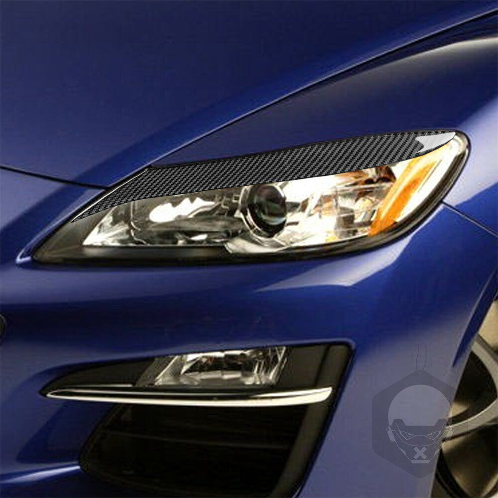 2¡ÁCarbon Fiber Front Headlight Eyelids Eyebrow Trim for Mazda RX-8 RX8 2009-2012