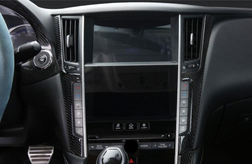 Real Carbon Fiber Central Console Both Side Strip Trim for Infiniti Q50 14-2023