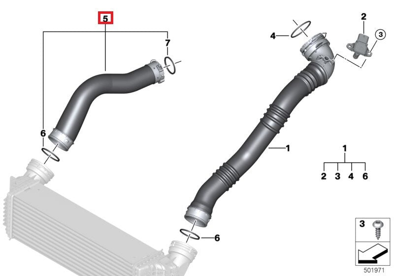 13718603095 Intercooler Air Intake Hose Duct Tube Pipe for BMW X5 F15 X6 F16