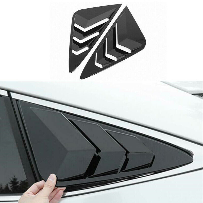 Glossy Black Rear Window Louver Shutter Vent Cover Trim for Toyota Venza 2021-23
