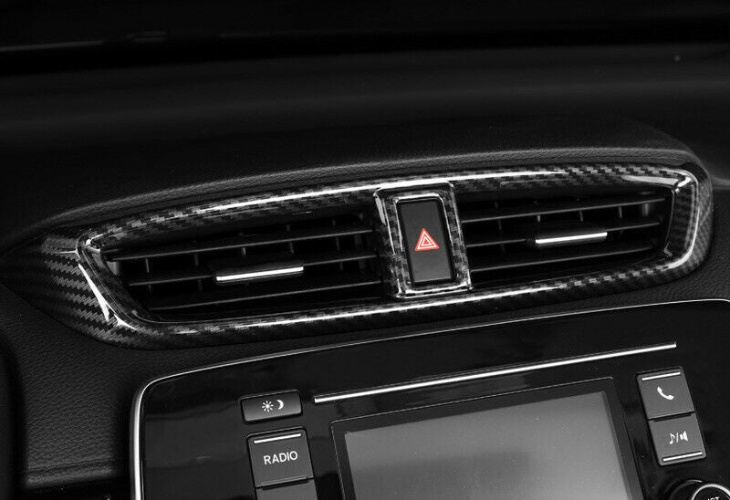Middle Air Outlet Vent Cover Trim 1PCS for Honda CRV CR-V 2017-22 Carbon Fiber