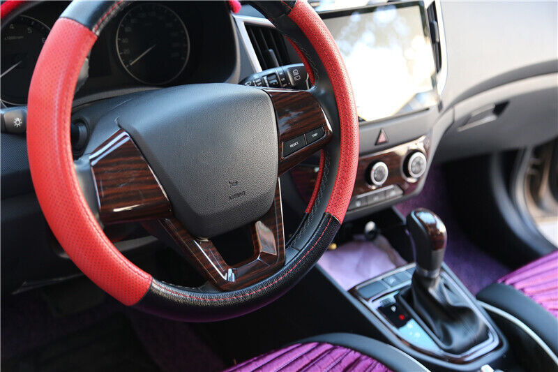 Inner Steering Wheel U Type Cover Trim Fit for Hyundai IX25 2015-2019 Red Wood