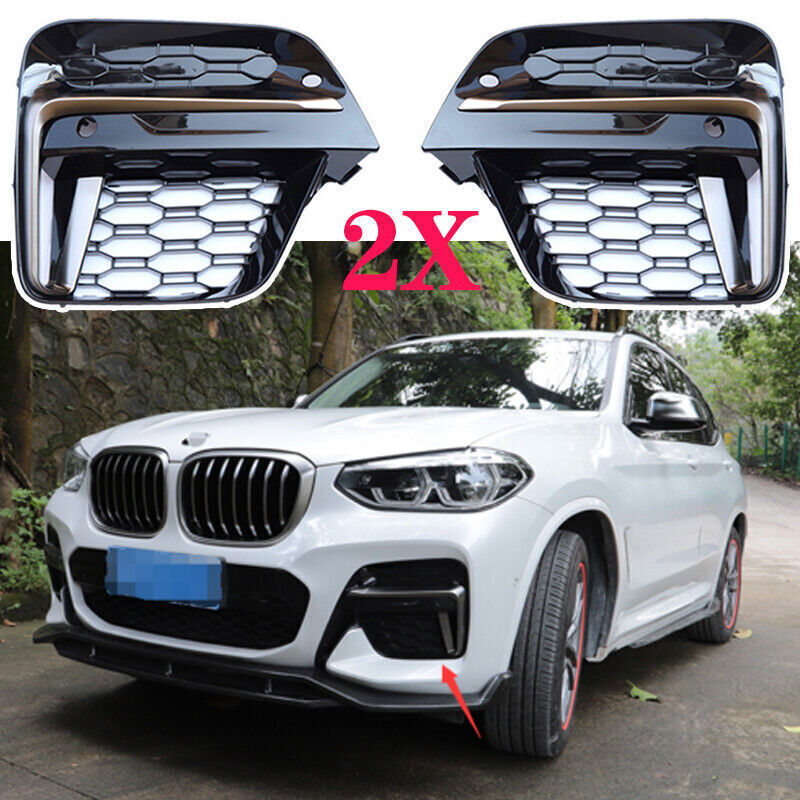Front Fog Light Frame Cover Grille Fit for BMW X3 X4 G01 G02 2018 2019 2020 2PCS