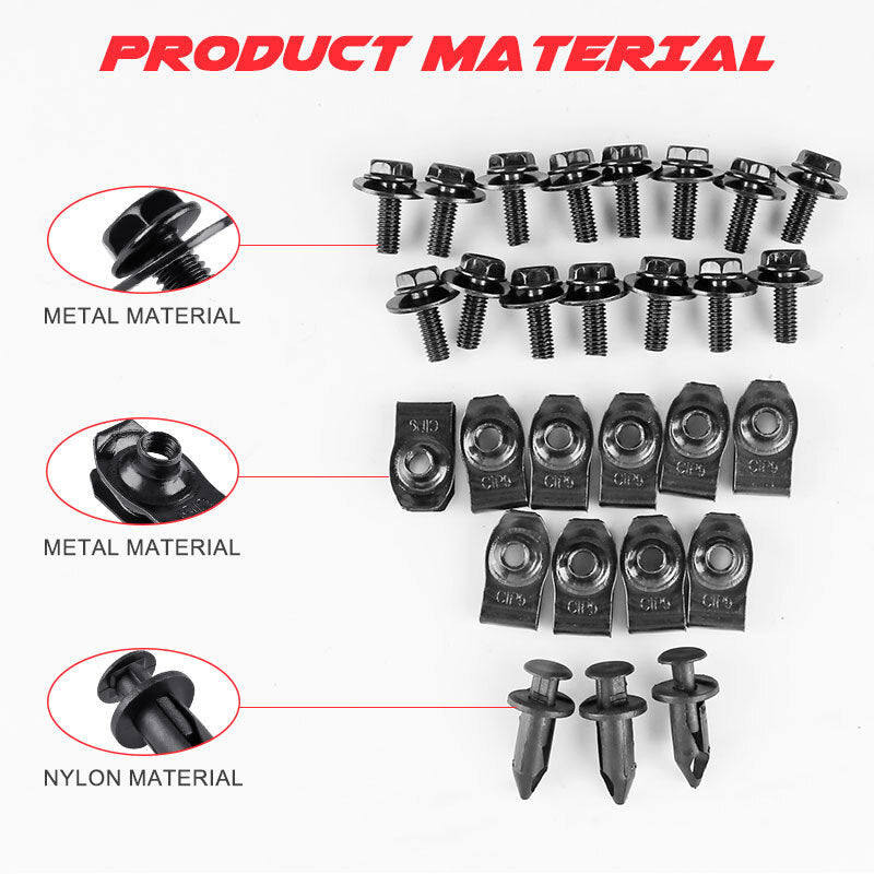 28X Car Engine Splash Shield Body Bolts Screw Nut Fender Bumper Clip Rivet Set