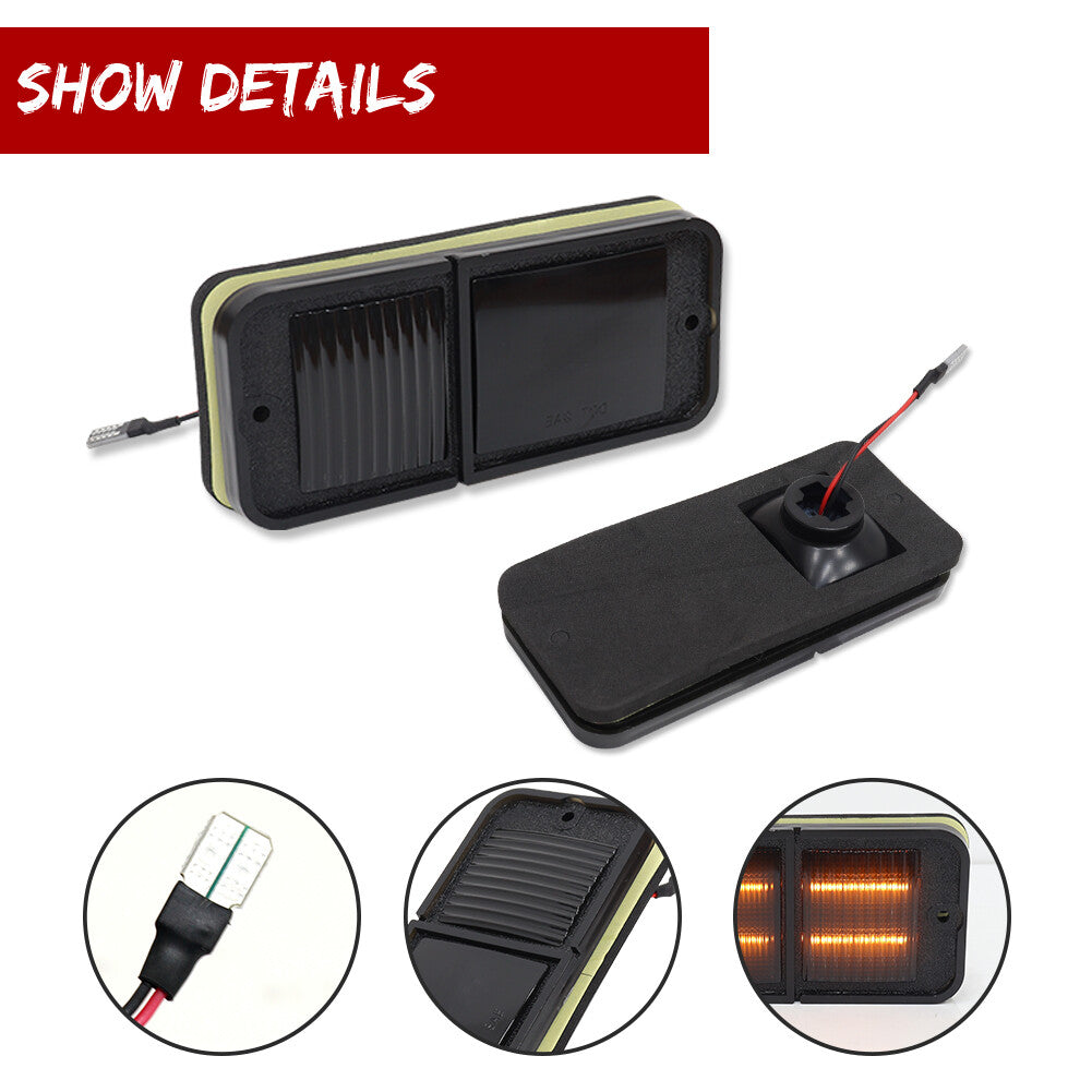 New Amber LED Front Deluxe Side Marker Light Set with Trim for 68-72 for C10- v