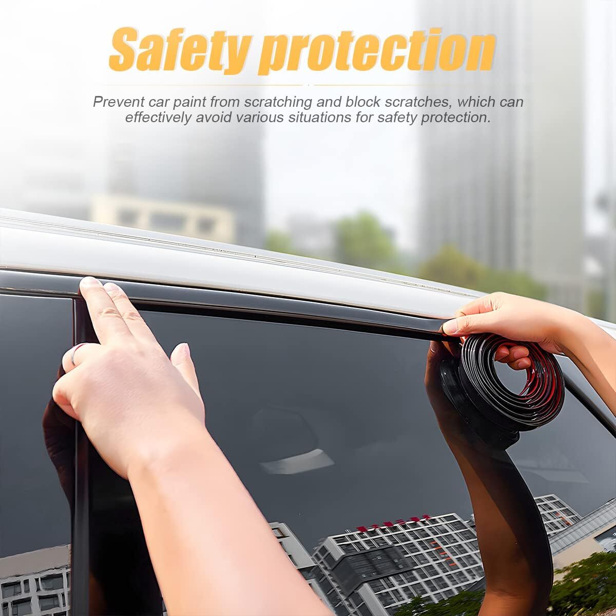 0.4-inch Gloss Black Striped Car Side Door Collision Protection Decorative Tape Sticker - n
