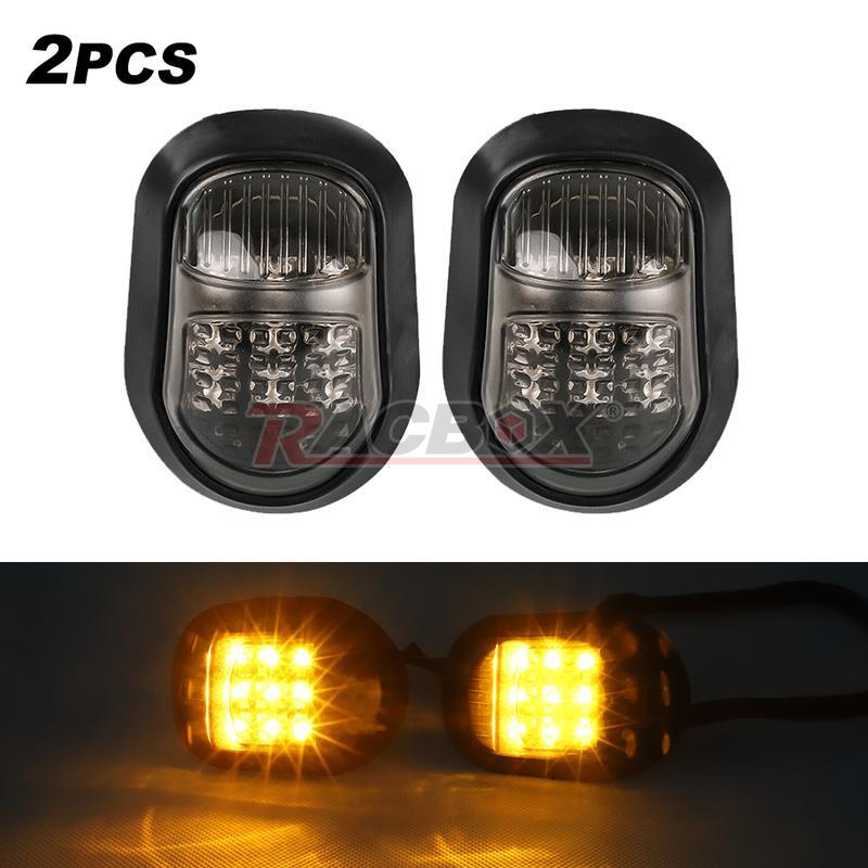 2pc Motorcycle 9 LED Flush Mount Turn Signals Indicators Blinker Light Amber 12V