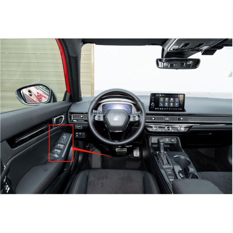for Honda for Civic 2022-2023 Black Titanium Window Lock Lift Panel Frame Trim 4pcs