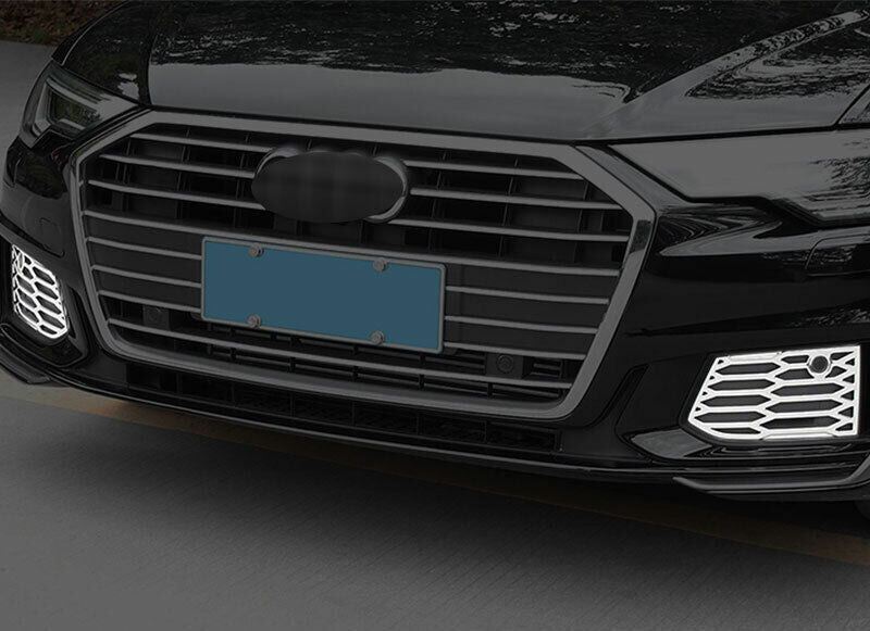 for Audi A6 2019 2020-2022 Silver Titanium Front Fog Light Lamp Frame Trim 2PCS