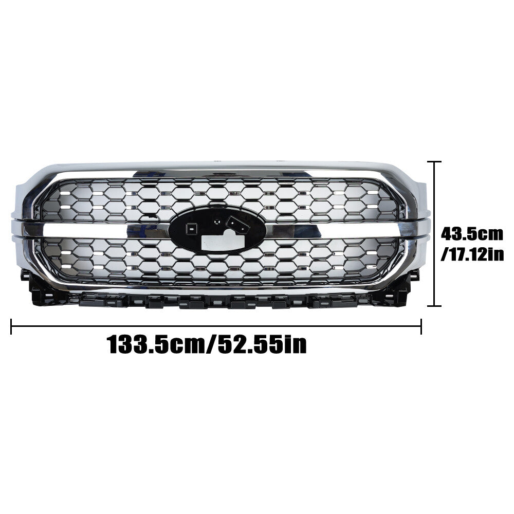 ML34-8200 Satin Grill Grille Black Chrome Frame for Ford F150 2021-2023