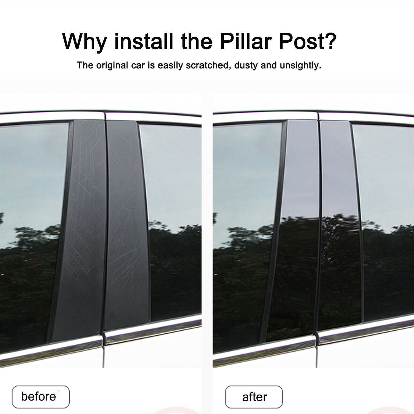 for VW for Passat 2011-19 Piano Black Pillar Posts Door Window Molding Strip Trim 6P
