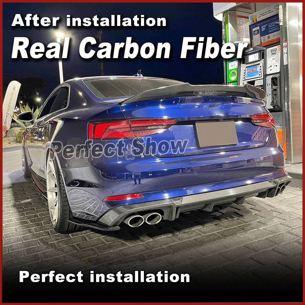 Fit for Audi A5 Sline S5 2017-2019 REAL Carbon Rear Bumper Diffuser Spoiler Lip
