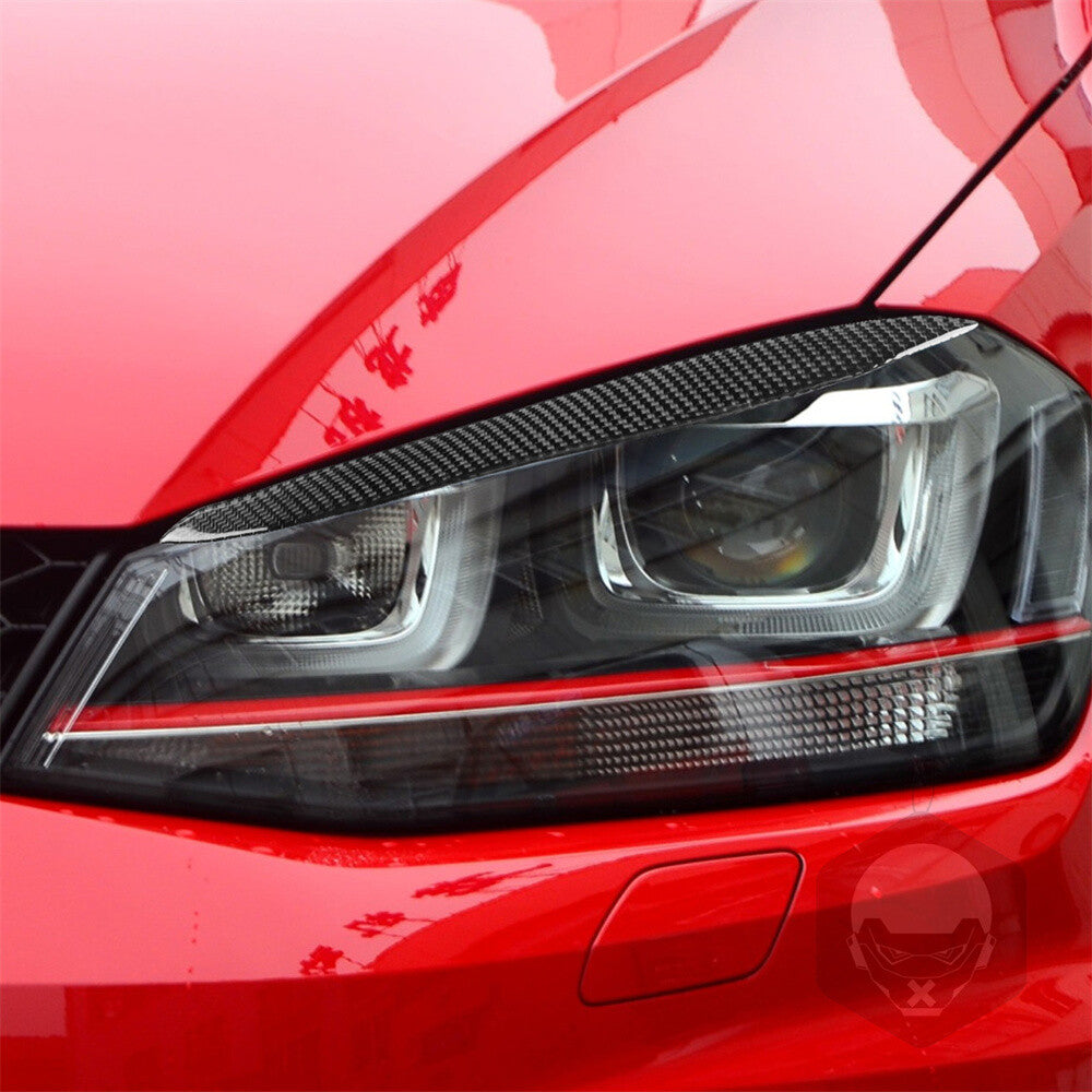 Carbon Fiber Front Headlight Eyebrow Eyelids Cover for VW for Golf 7 GTI MK7 2013-18