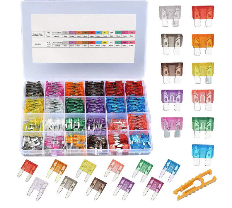 250Pcs Fuses Assortment Kit Blade for Mini Standard Size For Car RV Motorcycle Boat