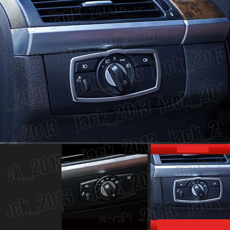for BMW X5 E70 07-2013 X6 E71 08-14 Steel Car Front Head Light Switch Cover Trim