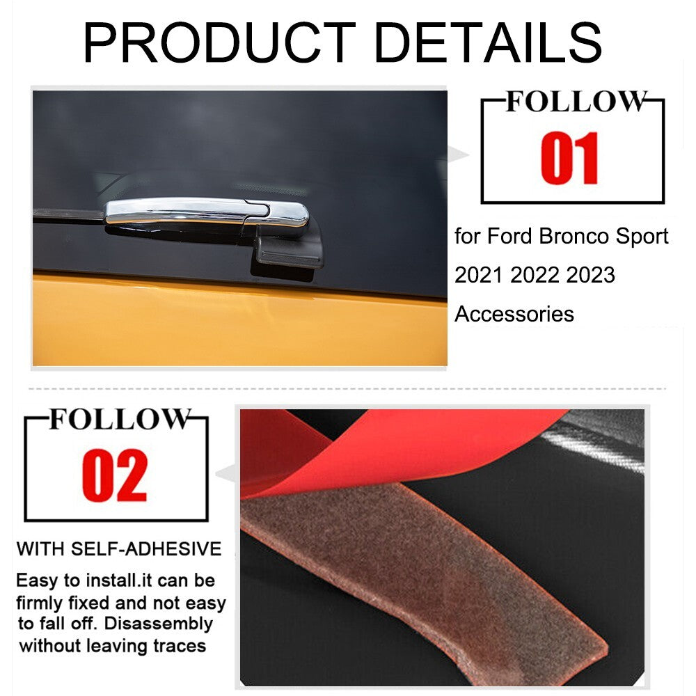 Chrome Rear Windshield Wiper Washer Cover Trim for Ford Bronco Sport 2021-2023