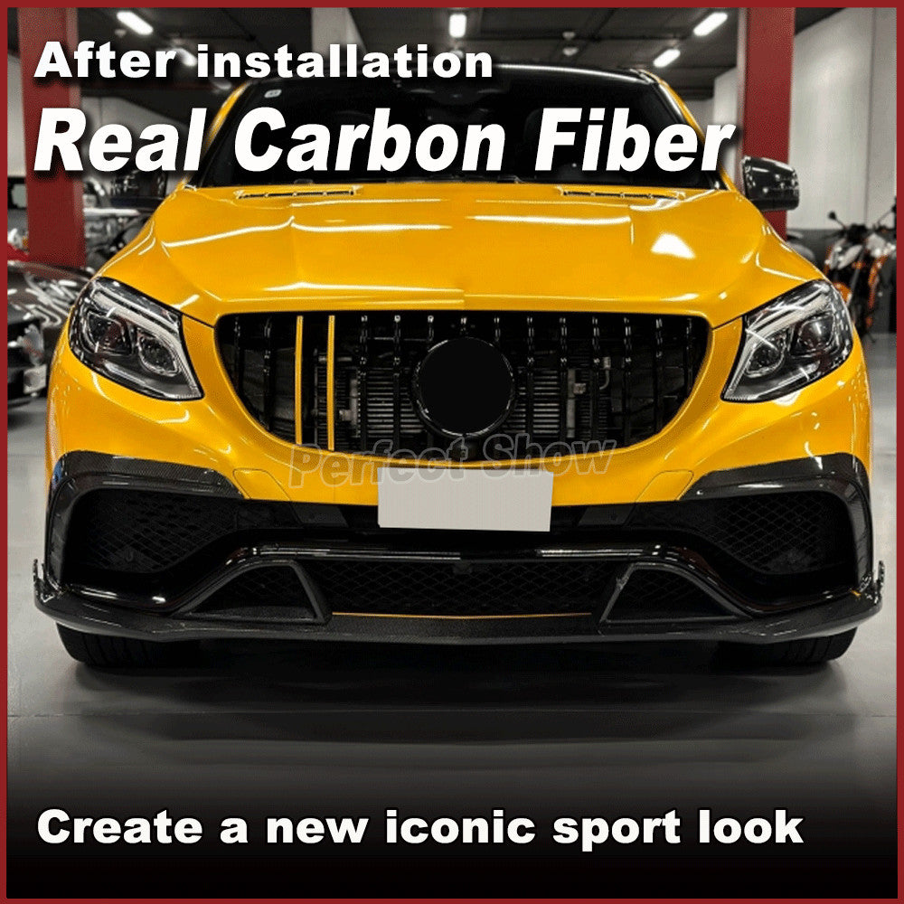 Carbon Fiber Front Bumper Splitters Fins Fit for Mercedes-Benz GLE63 2015-19