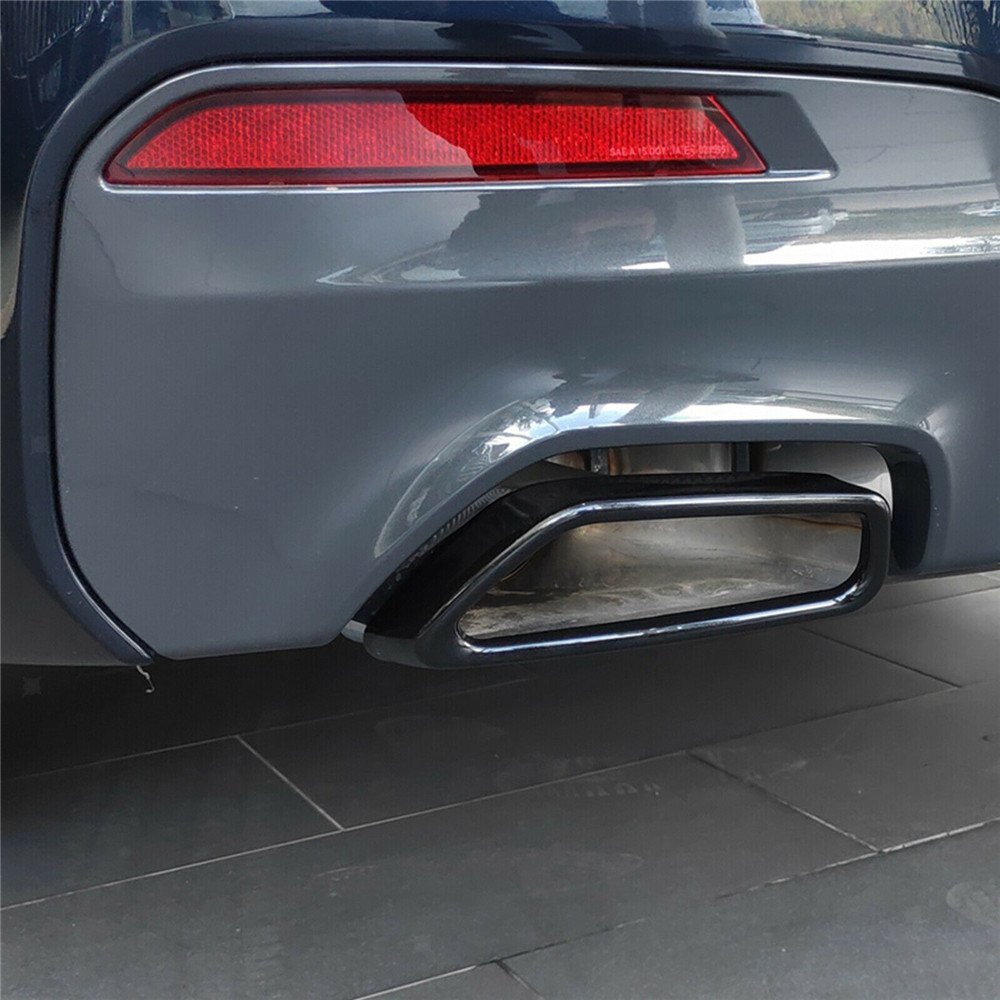 2¡ÁSteel Black Exhaust Muffler Tail Pipe Cover for BMW 5 Series G30 G38 2018-2022
